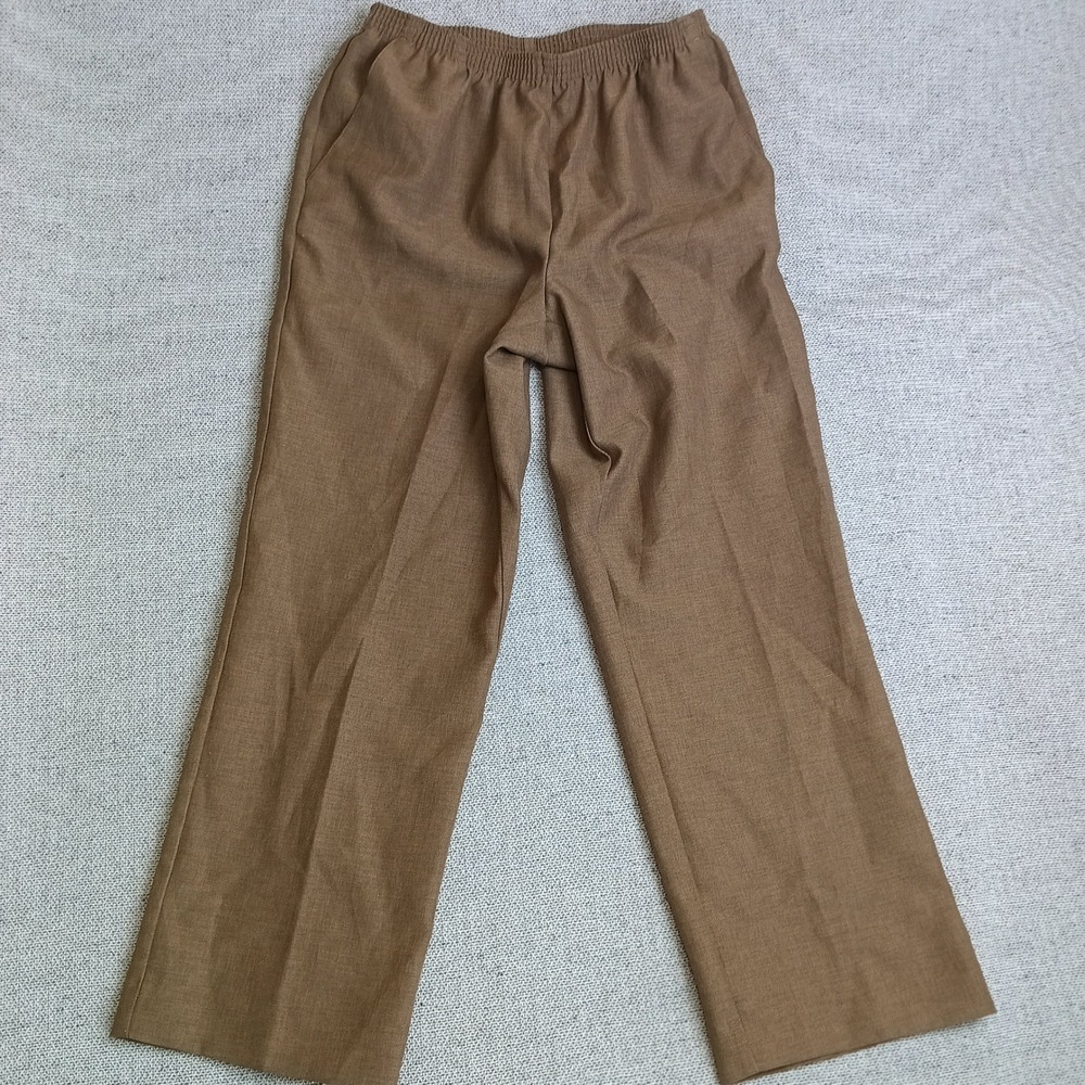 Alfred Dunner Trousers Womens 8P Brown Excellent Elastic Waist Straight Leg